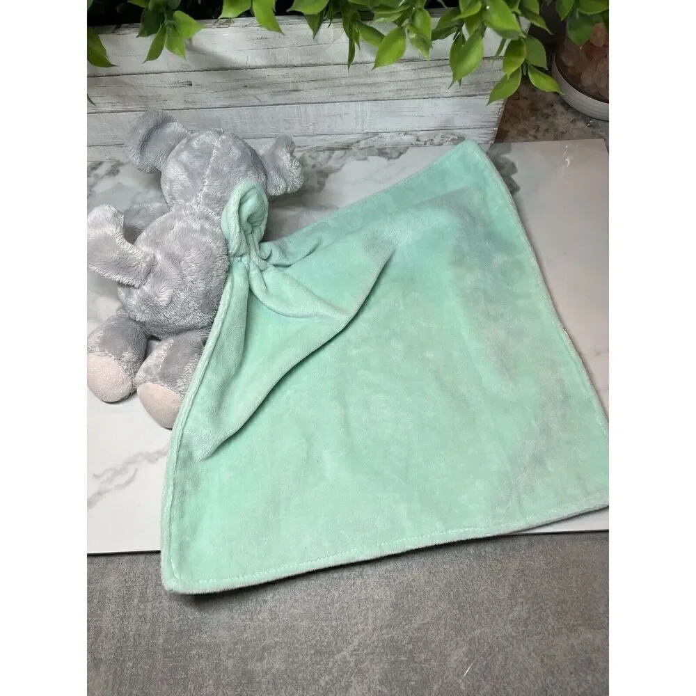 Carters Gray Mouse Green Lovey Security Blanket Rattle‎ Stuffed Animal Toy